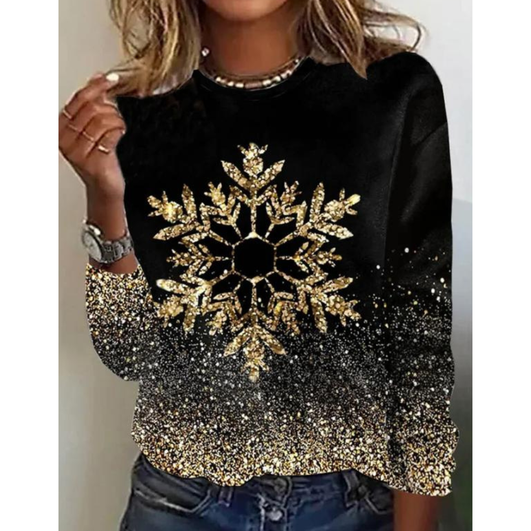 Dolly | Modern Snowflake Christmas Sweater for Women | Black 1