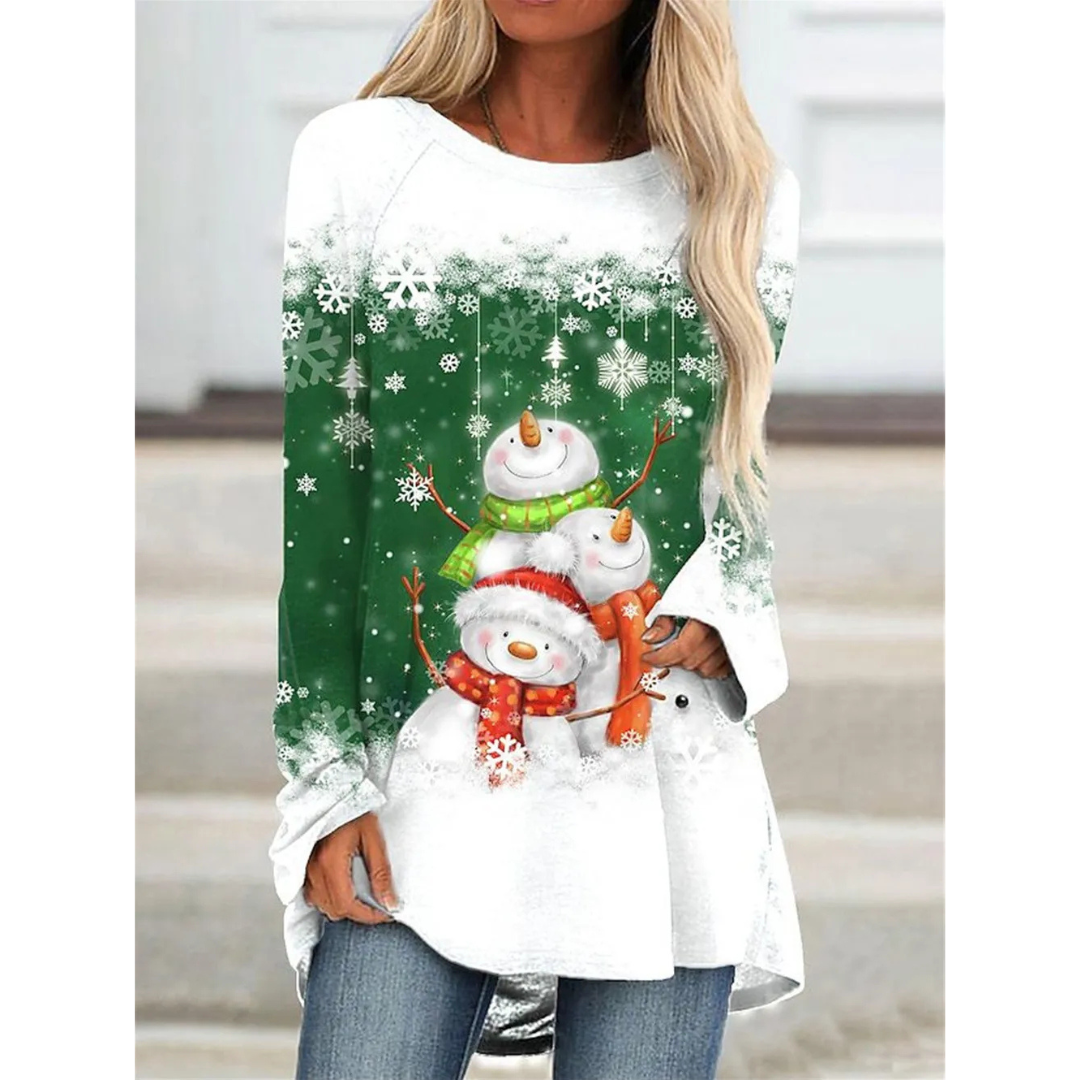 Dumina | Warm Long Christmas Sweater for Women | White 1