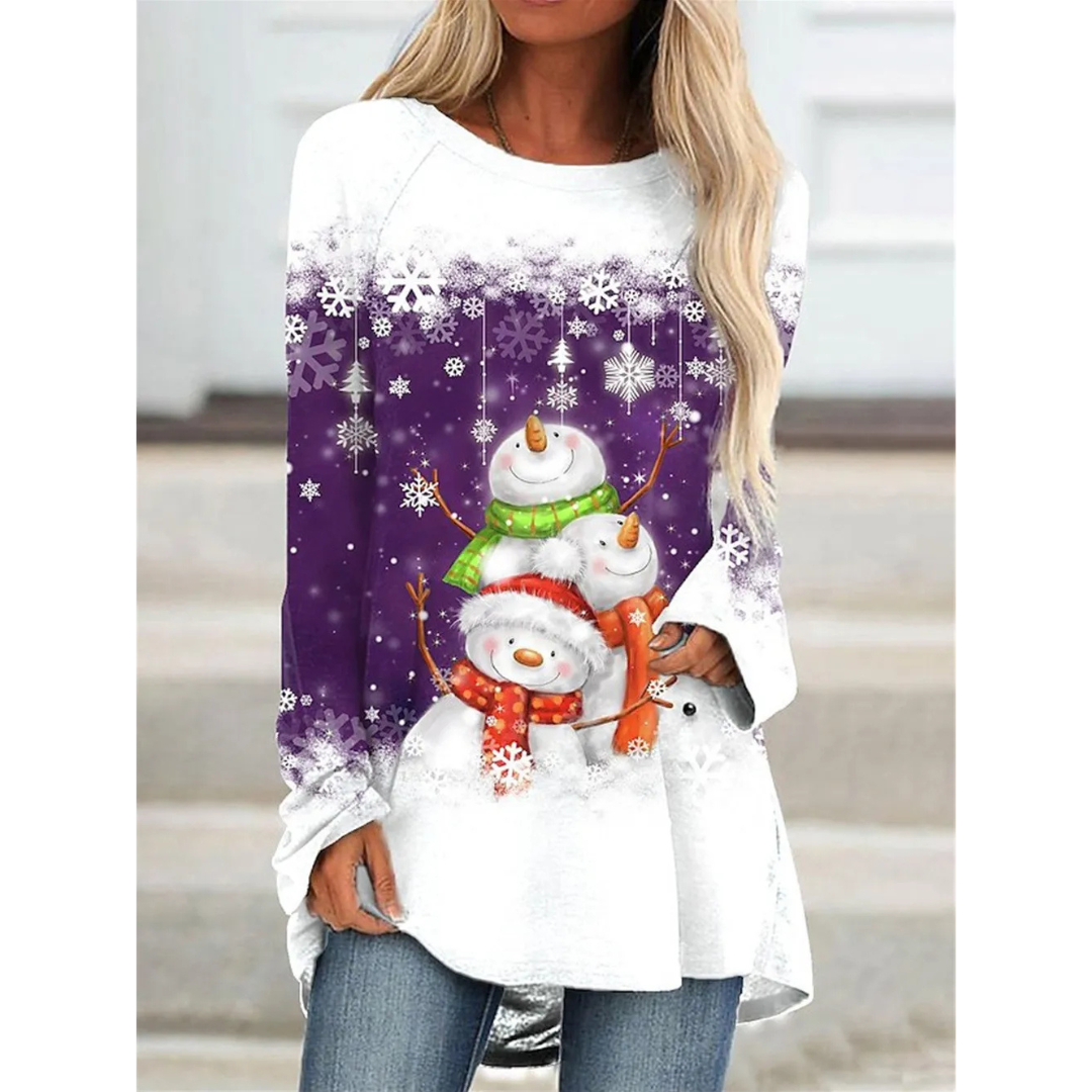 Dumina | Warm Long Christmas Sweater for Women | White 2