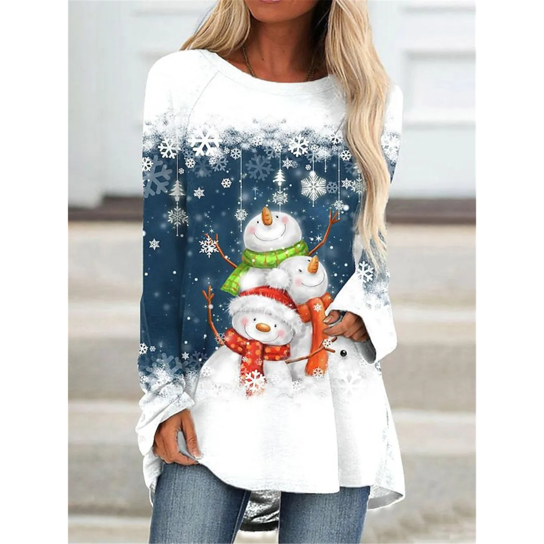 Dumina | Warm Long Christmas Sweater for Women | White 3