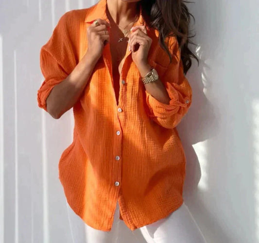  XAVIERA | Casual Cotton Blouse Loose Fit-1