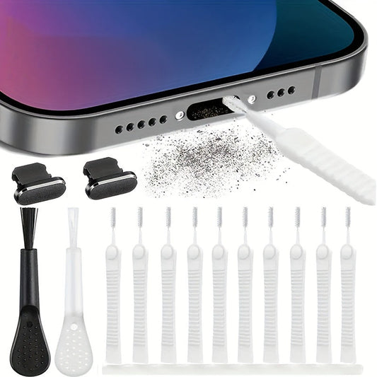 Electronic cleaning set with brushes and tools for maintaining devices with several surfaces and efficient dirt removal 0