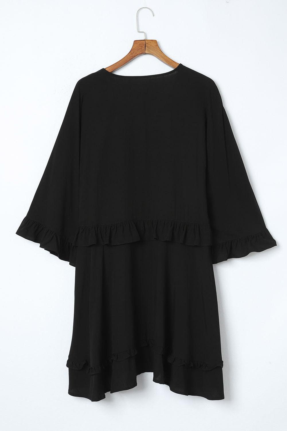  Elegant Black V-Neck Babydoll Mini Dress-6