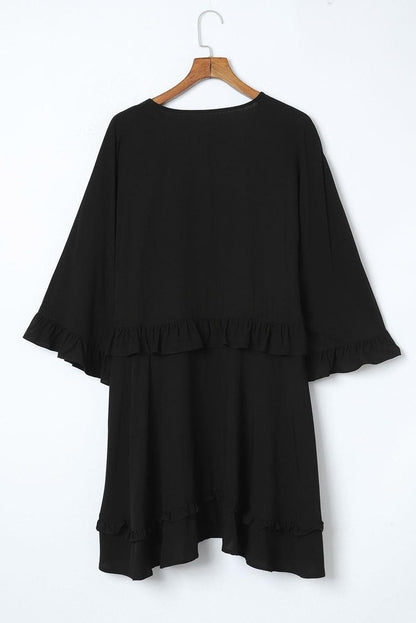  Elegant Black V-Neck Babydoll Mini Dress-6
