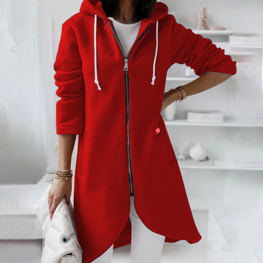 Elegant long women's hoodie | with zipper 0