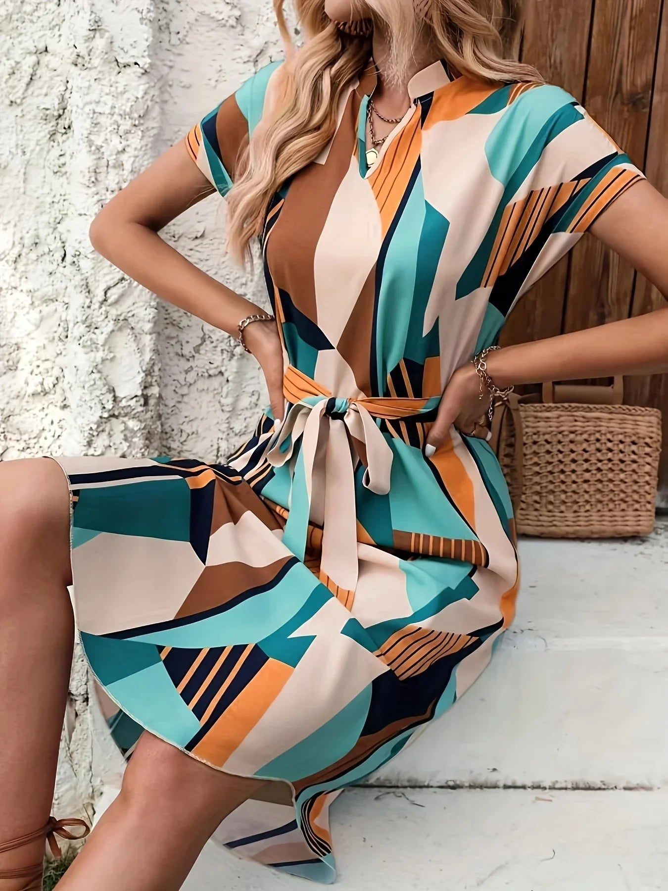  Ella's Effortless V-Neck Midi Dress for Chic Everyday Style-5