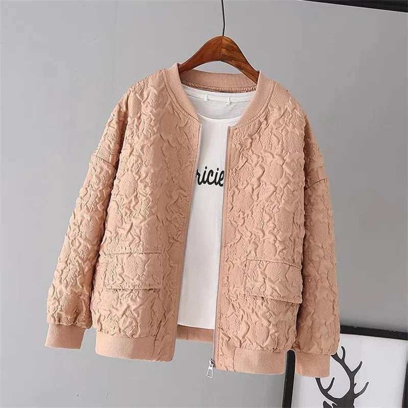 FLORENCE | Solid Color Ladies Baseball Jacket 2