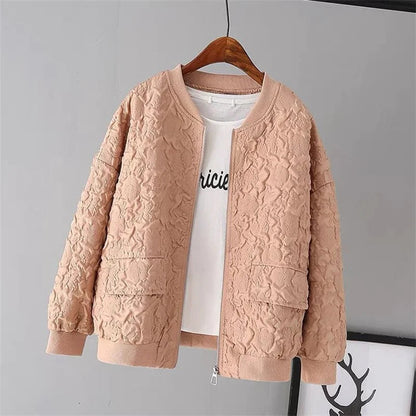 FLORENCE | Solid Color Ladies Baseball Jacket 2