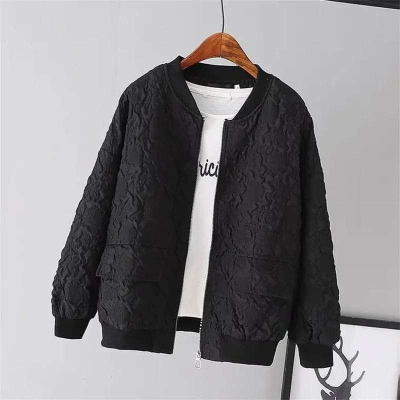 FLORENCE | Solid Color Ladies Baseball Jacket 3