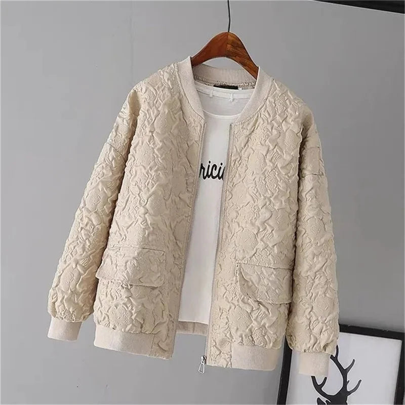 FLORENCE | Solid Color Ladies Baseball Jacket 8