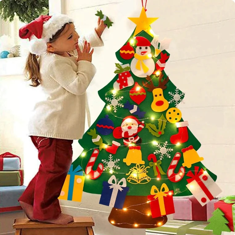 FeltJoy | Decorative Christmas Wall Tree with Hanging Felt Ornaments 0