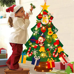 FeltJoy | Decorative Christmas Wall Tree with Hanging Felt Ornaments 0