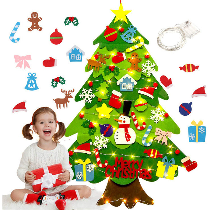 FeltJoy | Decorative Christmas Wall Tree with Hanging Felt Ornaments 1