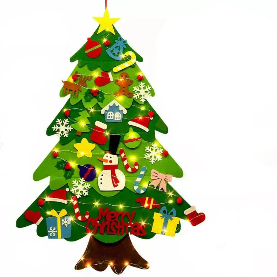 FeltJoy | Decorative Christmas Wall Tree with Hanging Felt Ornaments 4