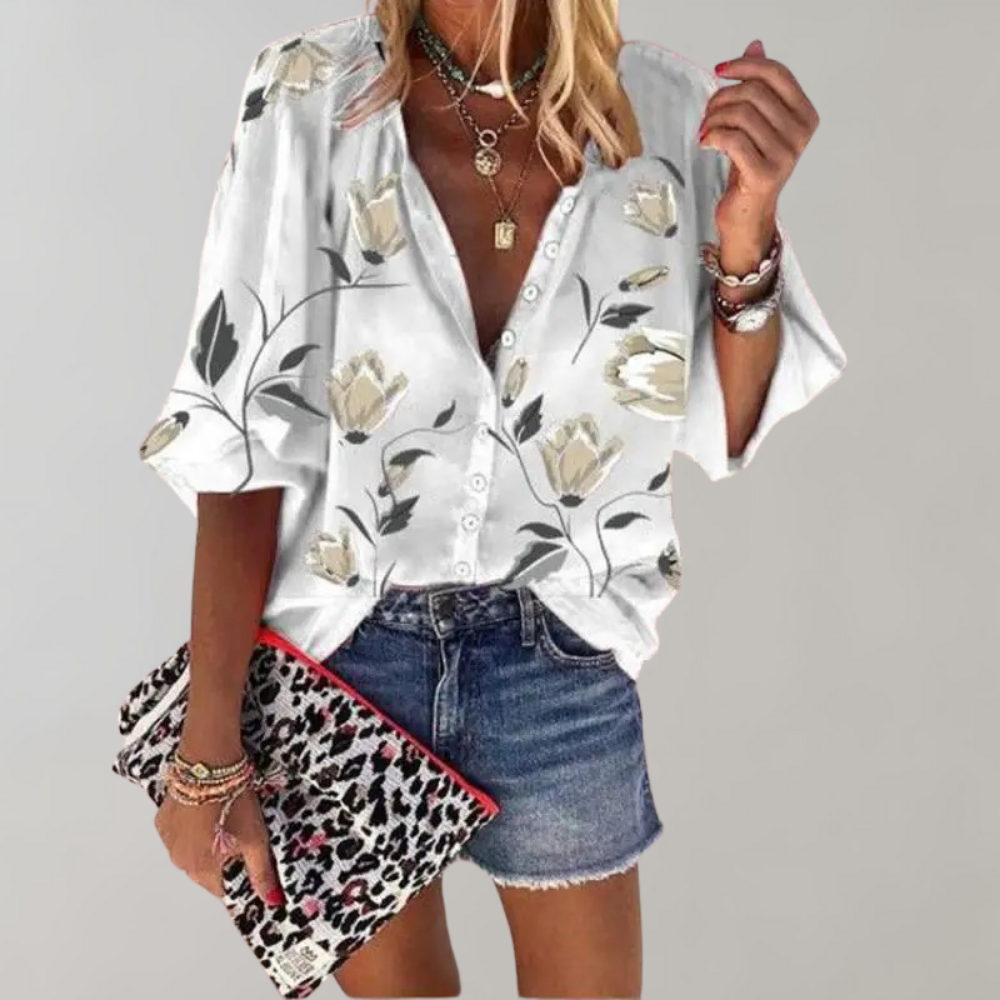  DELILAH | Elegant Floral Print Blouse-2