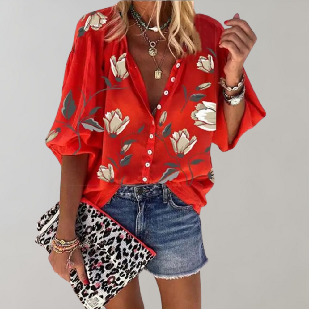  DELILAH | Elegant Floral Print Blouse-5