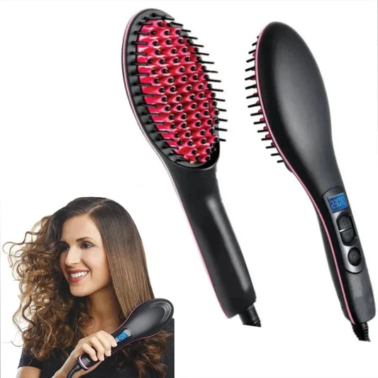 GlamComb - Electric Heated Straightener Brush 0