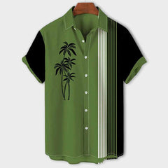 CLAUDE | Color Block Shirt with Palm Pattern for Men-2