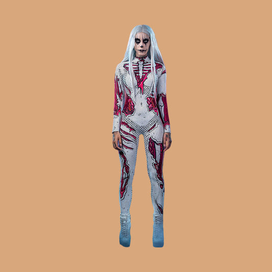 Halloween Jumpsuit Anatomical Skeleton and Muscles Costume 0