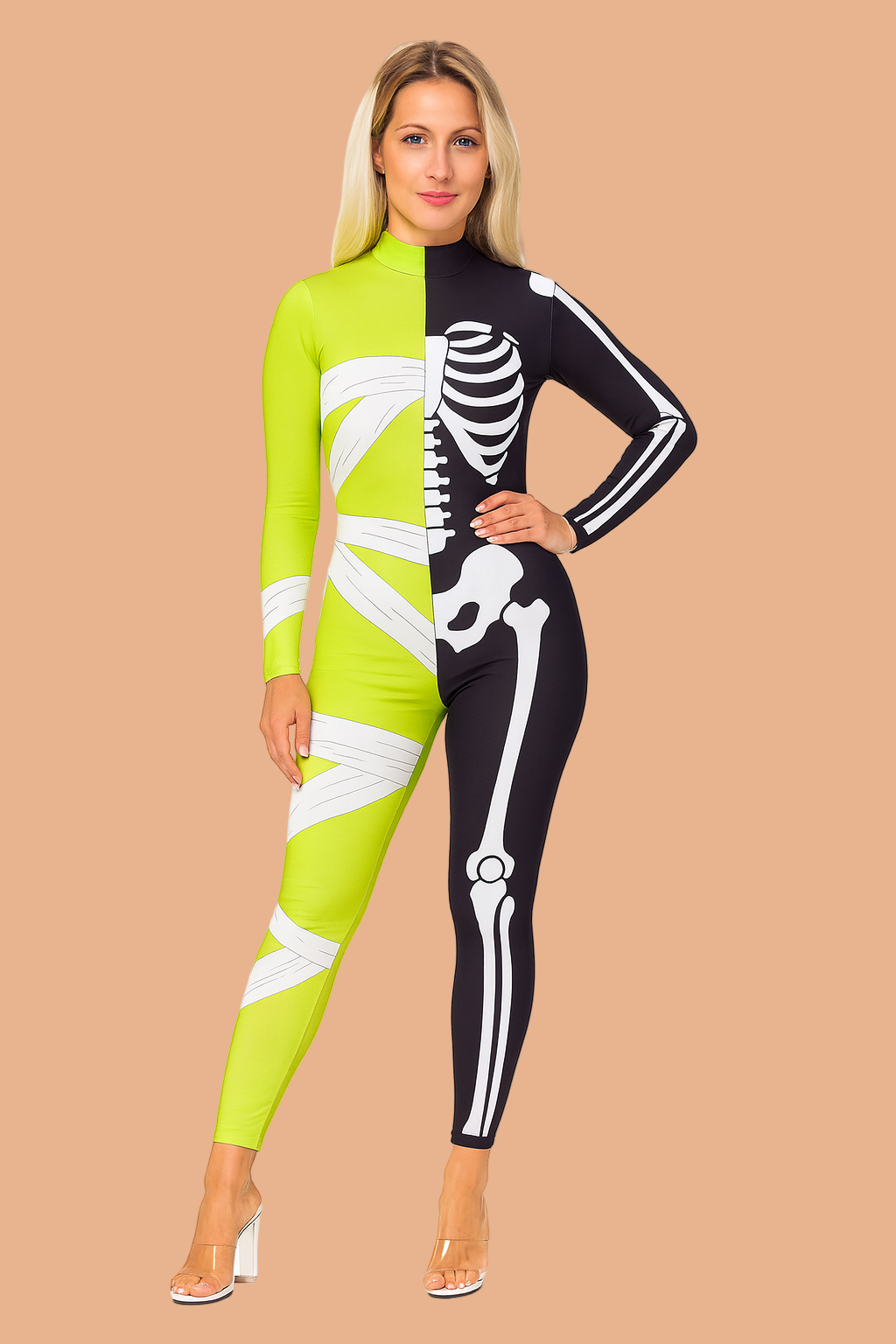 Halloween Jumpsuit Skeleton and Mummy Women's Costume 1