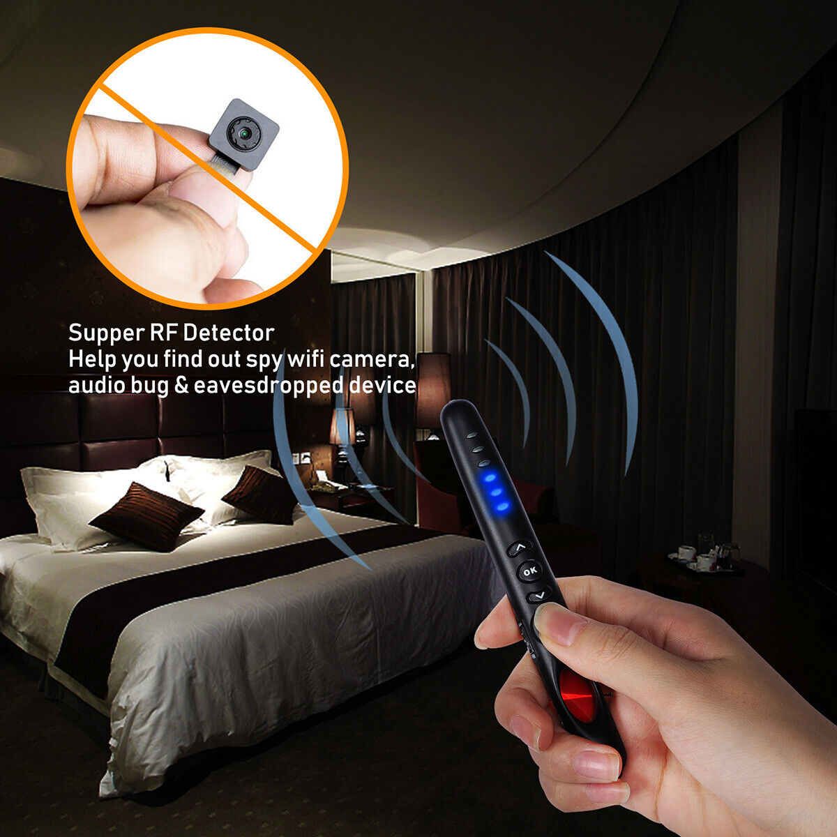 Hidden Camera Bug Detector and GPS Tracker for Hotels and Cars 2