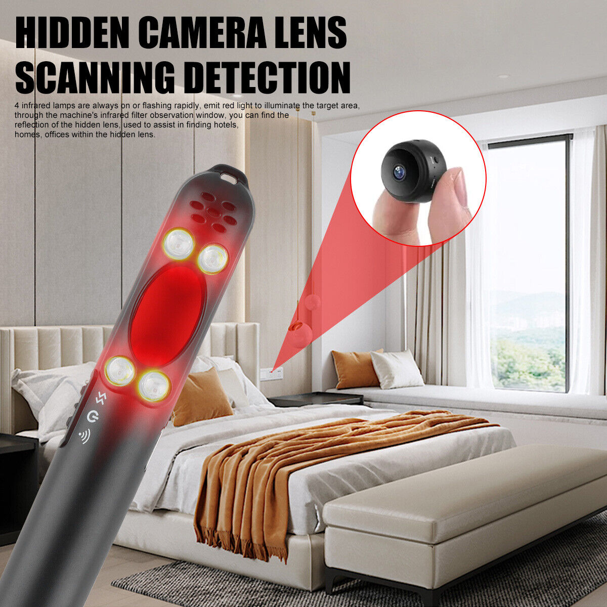Hidden Camera Bug Detector and GPS Tracker for Hotels and Cars 3