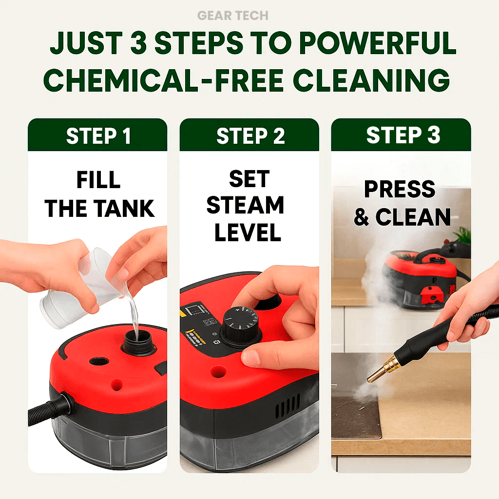 High-Temperature Steam Cleaner | Variable Steam Control, Large Capacity & Safe for Home, Kitchen & Car Cleaning 2