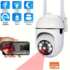 Intelligent wireless monitoring camera with 1080p HD resolution, color night vision, two-way audio, indoor/outdoor use 3