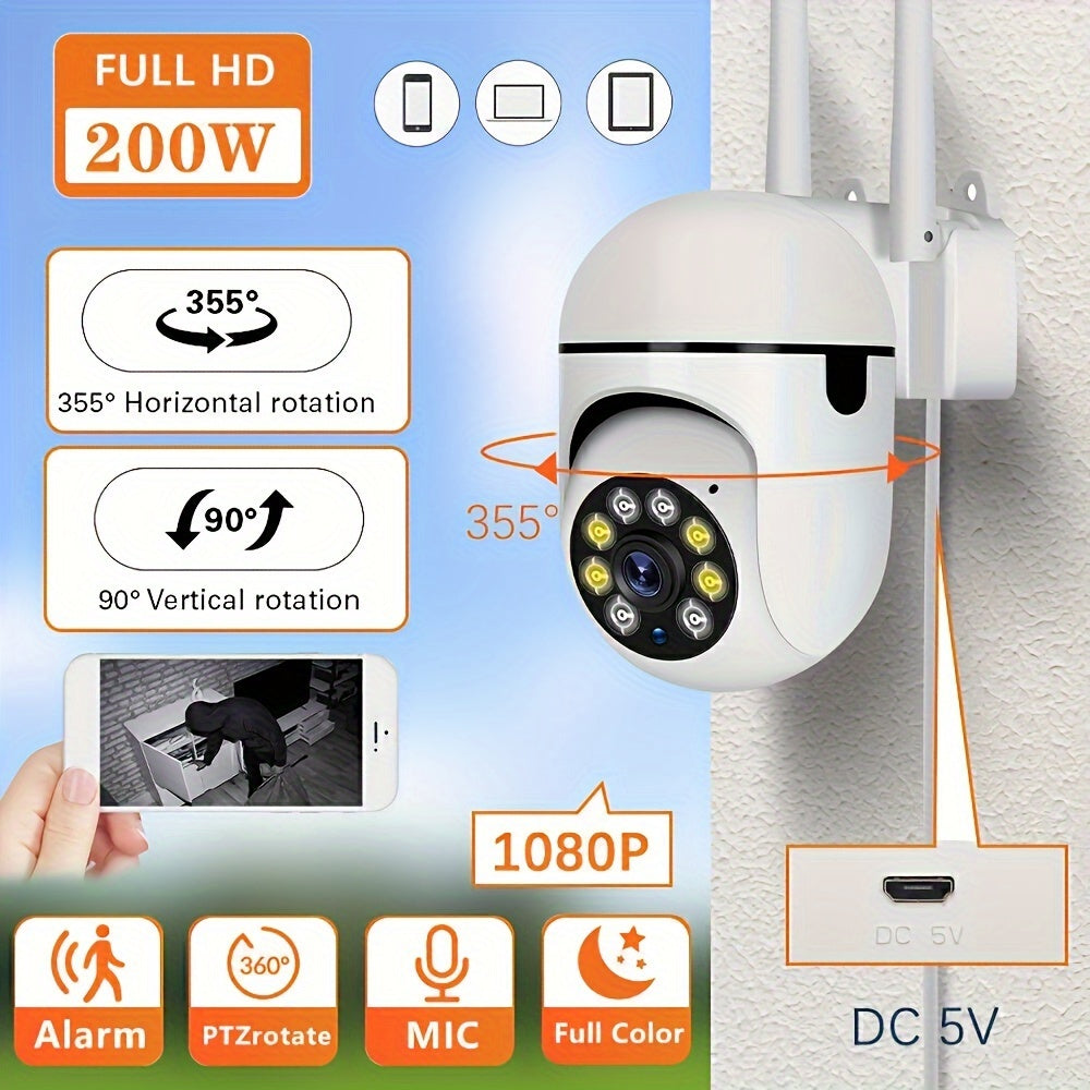 Intelligent wireless monitoring camera with 1080p HD resolution, color night vision, two-way audio, indoor/outdoor use 4