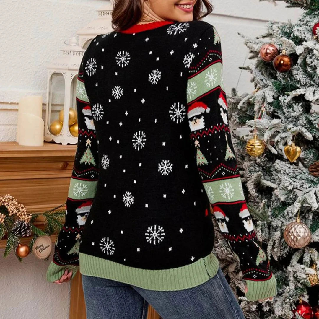 Iswana | Black Christmas Tree Christmas Sweater for Women | with LED 1