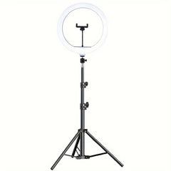 LED ring light with adjustable tripod and telephone holder for selfies and video recording 0