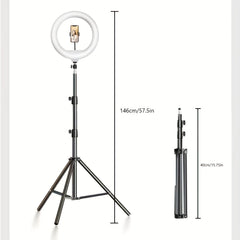 LED ring light with adjustable tripod and telephone holder for selfies and video recording 2