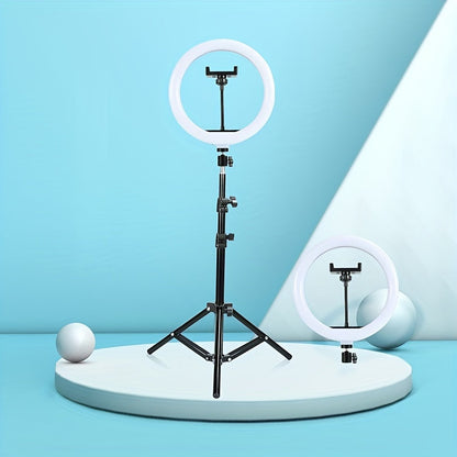 LED ring light with adjustable tripod and telephone holder for selfies and video recording 4