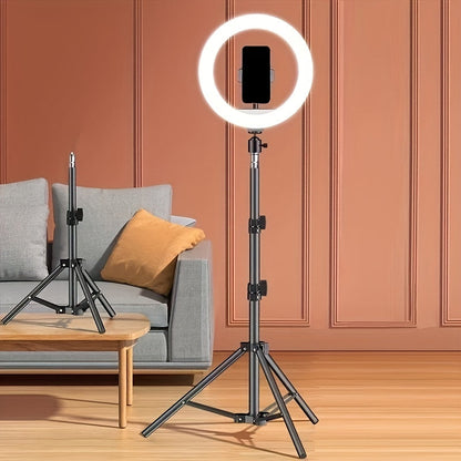 LED ring light with adjustable tripod and telephone holder for selfies and video recording 5