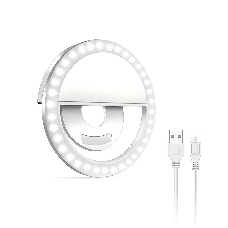 LED selfie ring light with rechargeable battery -perfect circle light for make -up and photography, compatible with telephones and computers 0