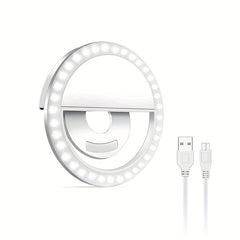 LED selfie ring light with rechargeable battery -perfect circle light for make -up and photography, compatible with telephones and computers 0