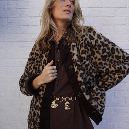 Leah | Jacket with an O-neck and leopard print 3