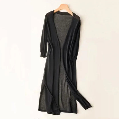 Lightweight long cardigan for women | Open front 3