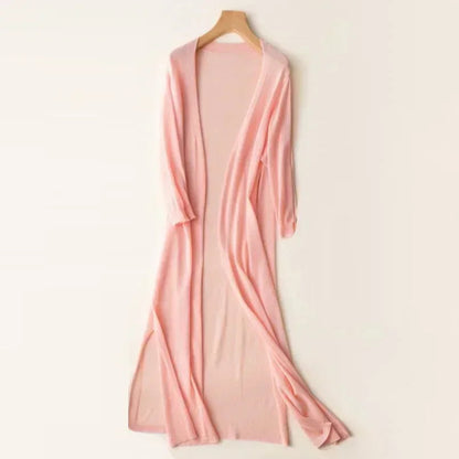 Lightweight long cardigan for women | Open front 4