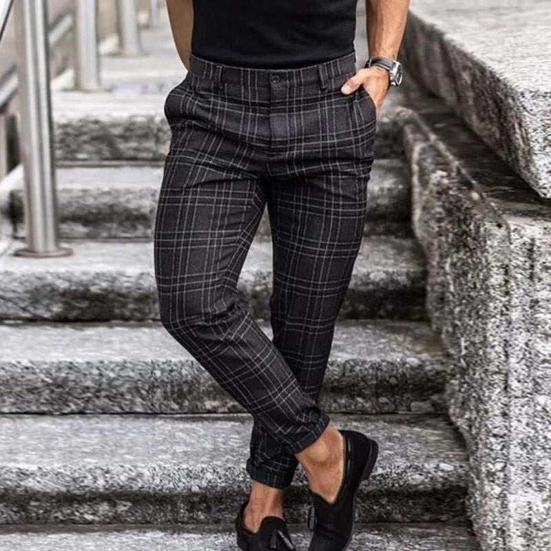 Sascha | Stylish checkered chino pants for men-1