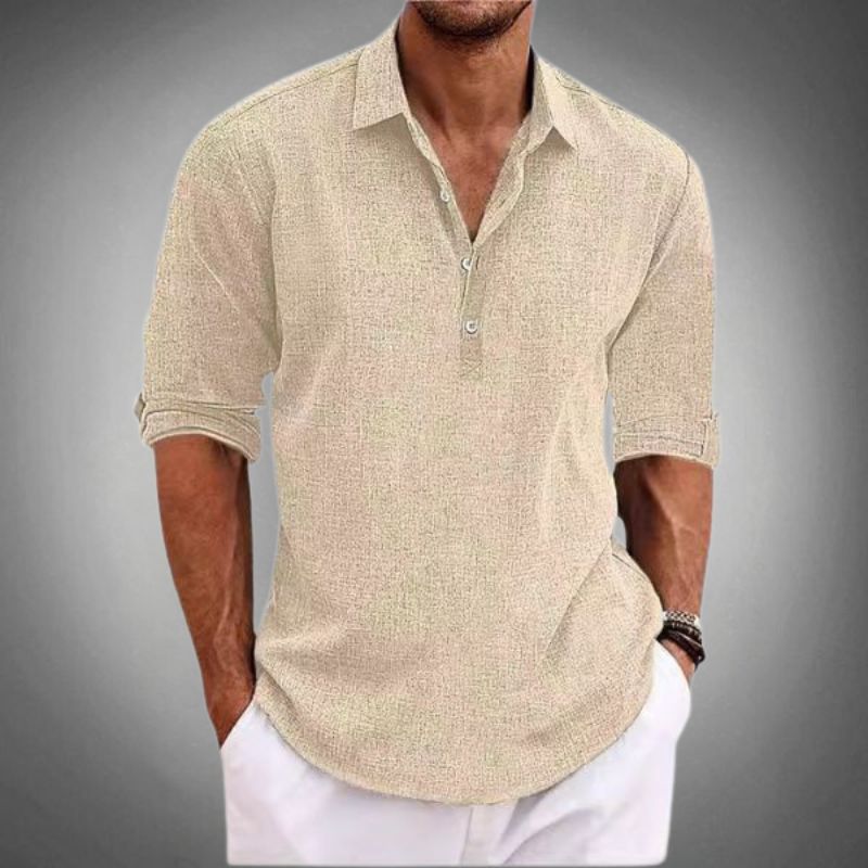 Massimo | Classic Elegant and breathable linen pole, short sleeve 5