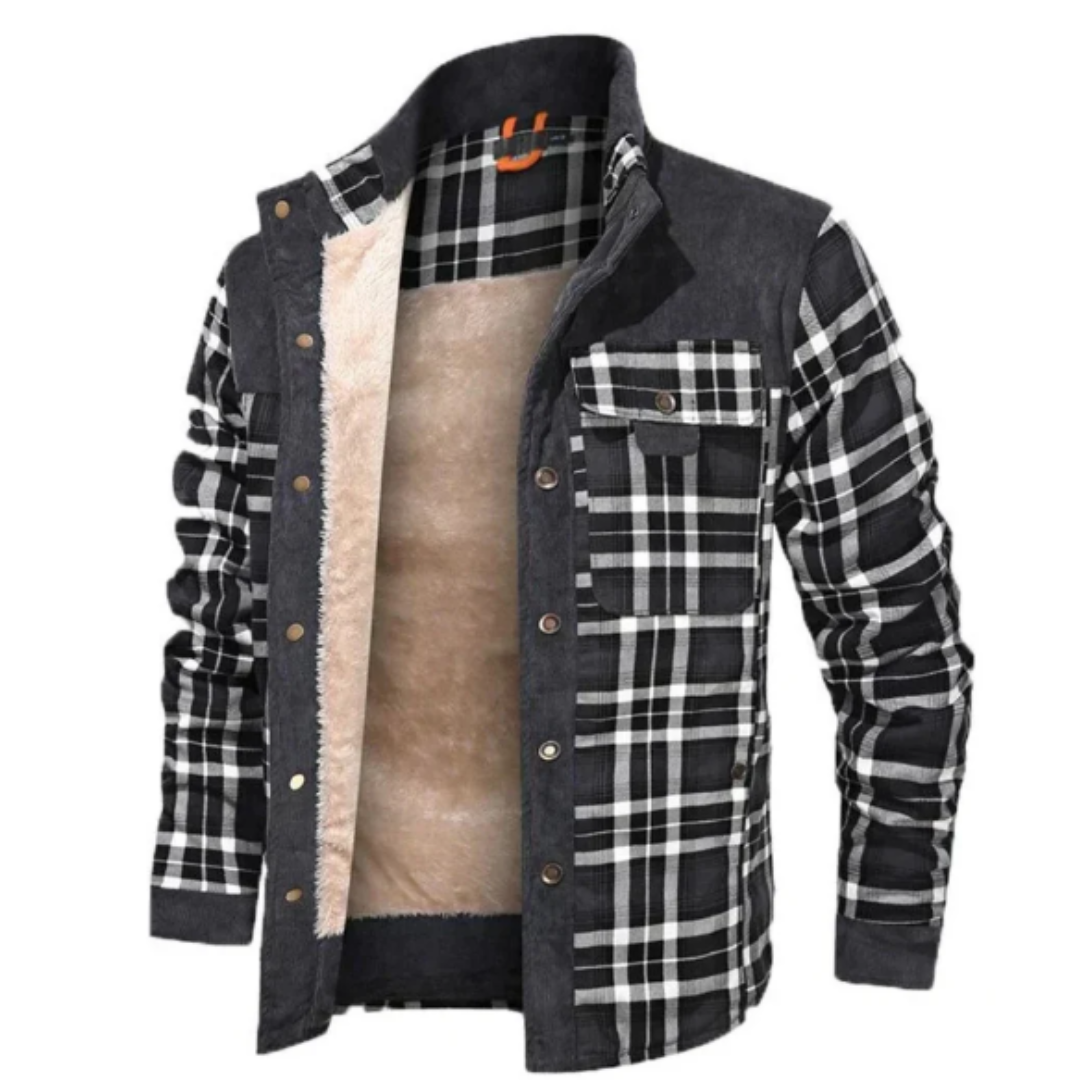 Men's Button-Front Check Jacket | Warm 0