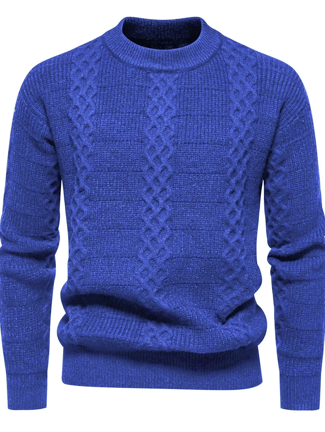 Men’s Cable-Knit Sweater - Warm Wool Blend - Regular Fit - Crew Neck Casual Wear 1