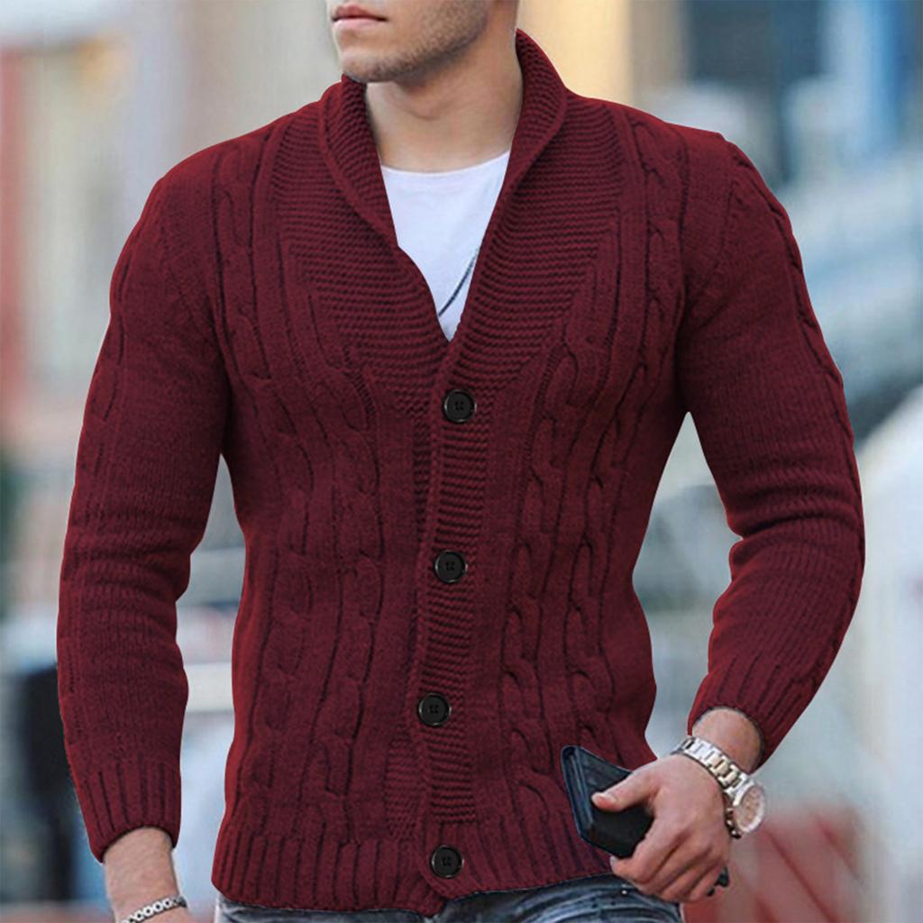 Men’s Cable Knit Cardigan - Wool Blend - Shawl Collar - Button Down - Ribbed Cuffs 6