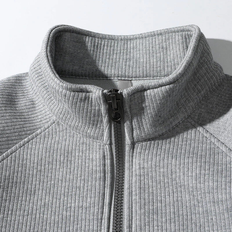 Men’s Half-Zip Sweatshirt – Ribbed Knit – Relaxed Fit – Stand Collar Casual Pullover 3