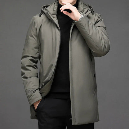 Men's Hooded Zipper Long Winter Jacket | Warm 1