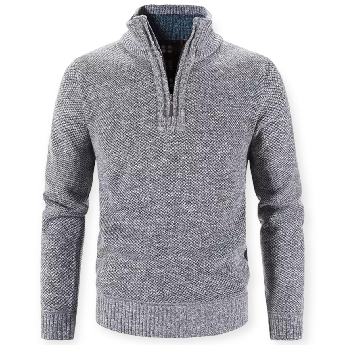 Men’s Knit Pullover Sweater - Wool Blend - Quarter Zip - Ribbed Collar - Classic Fit 0