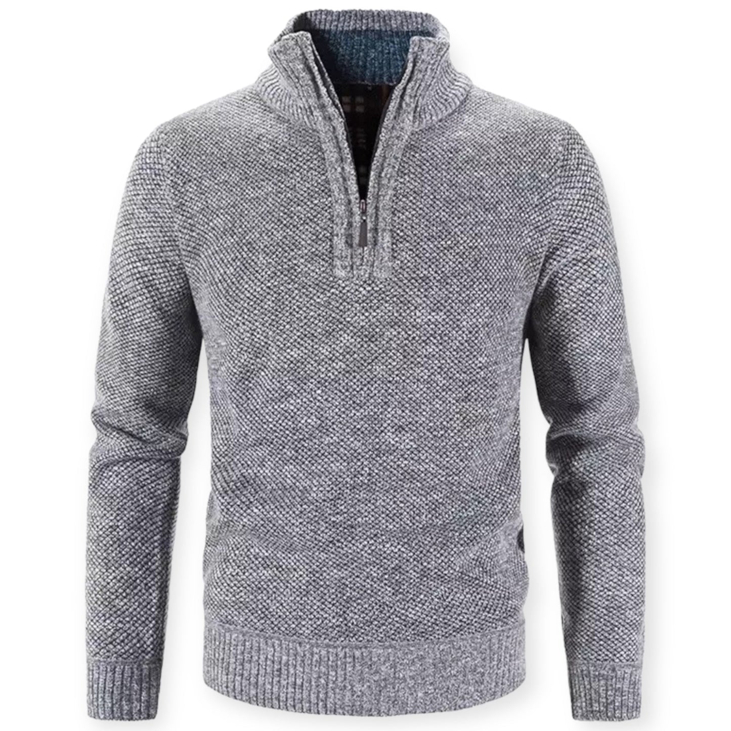 Men’s Knit Pullover Sweater - Wool Blend - Quarter Zip - Ribbed Collar - Classic Fit 0