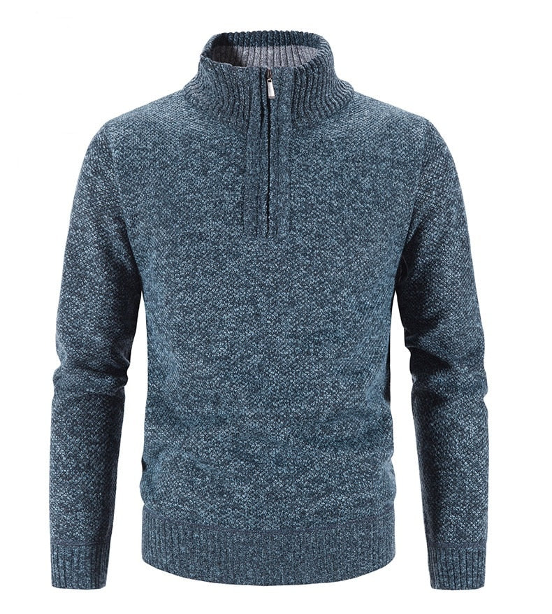 Men’s Knit Pullover Sweater - Wool Blend - Quarter Zip - Ribbed Collar - Classic Fit 2