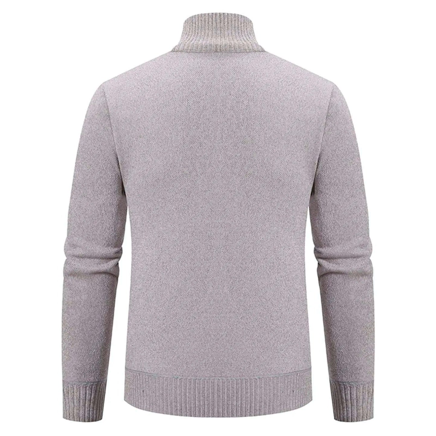 Men’s Knitted Cardigan - Wool Blend - Zip-Up High Neck - Tailored Fit - Ribbed Cuffs 5